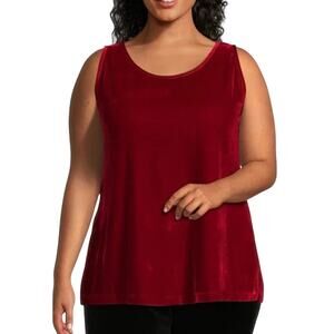 John Mark Stretch Velvet Knit Scoop Neck Sleeveless Red Tank Size 1X